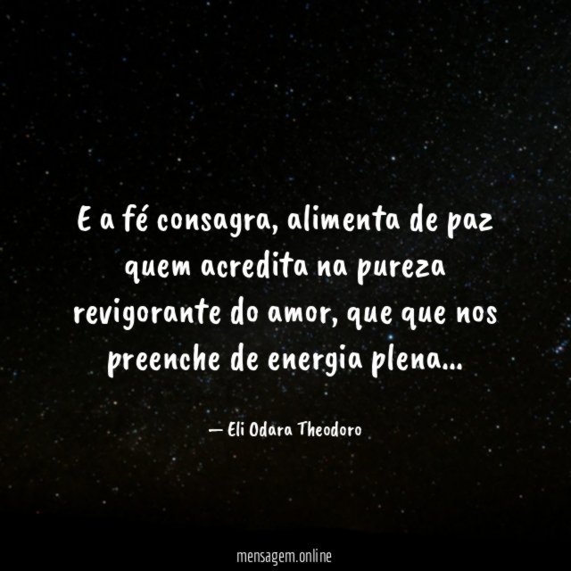 E a fé consagra