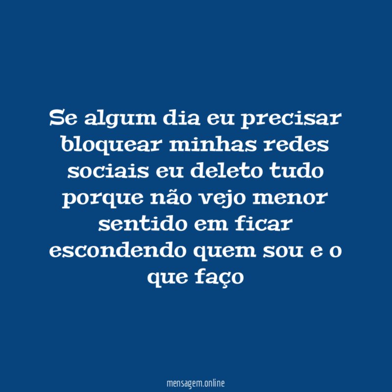 Se algum dia eu precisar bloquear minhas redes
