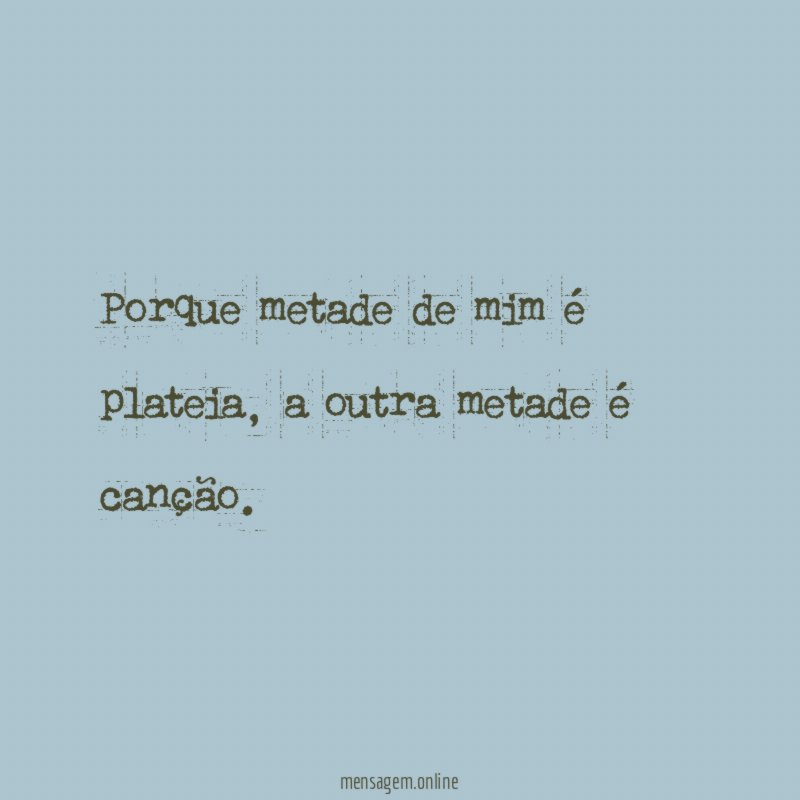 Porque metade de mim é plateia