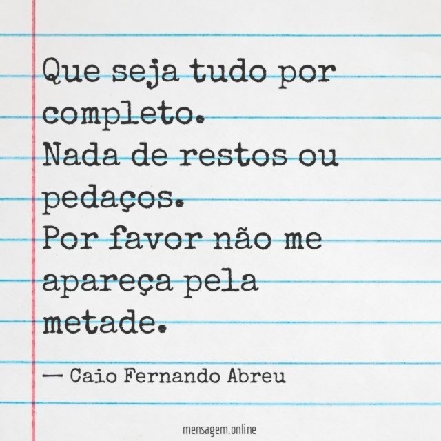 Que seja tudo por completo