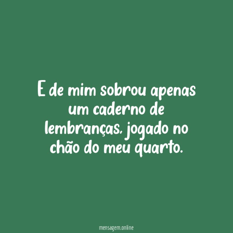 E de mim sobrou apenas um caderno de lembranças