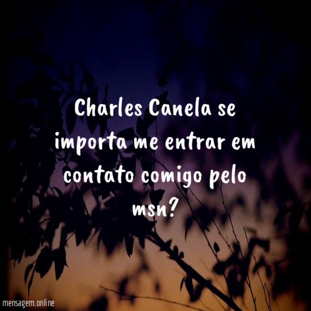 Charles Canela se importa me entrar em contato comigo pelo msn