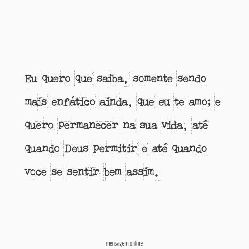 Eu quero que saiba