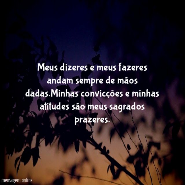 Meus dizeres e meus fazeres andam sempre de mãos dadas