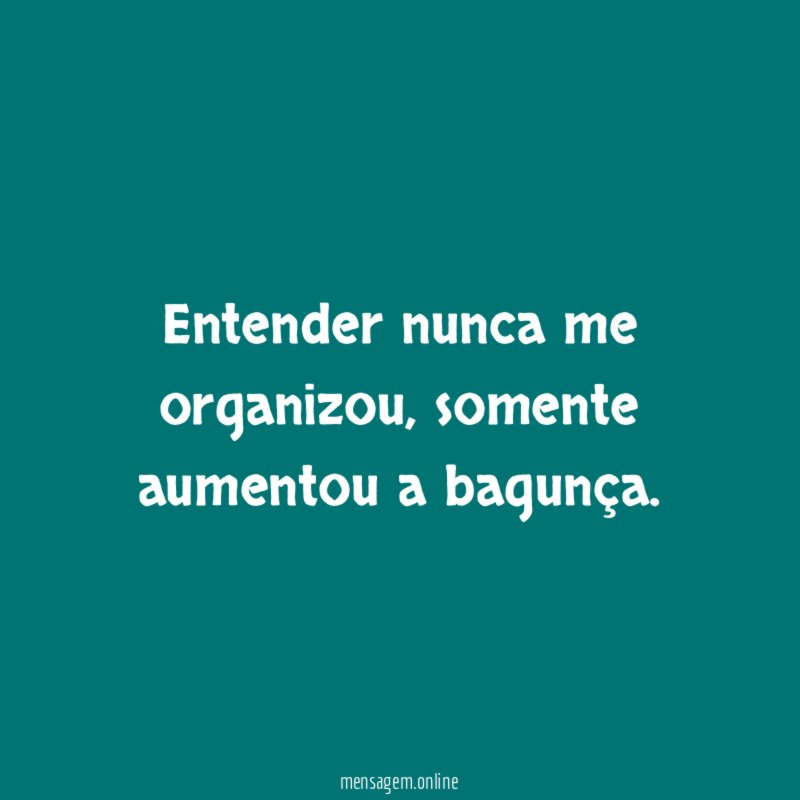 Entender nunca me organizou