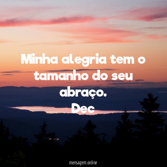 Minha alegria tem o tamanho do seu abraço.