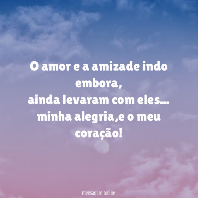 O amor e a amizade indo embora