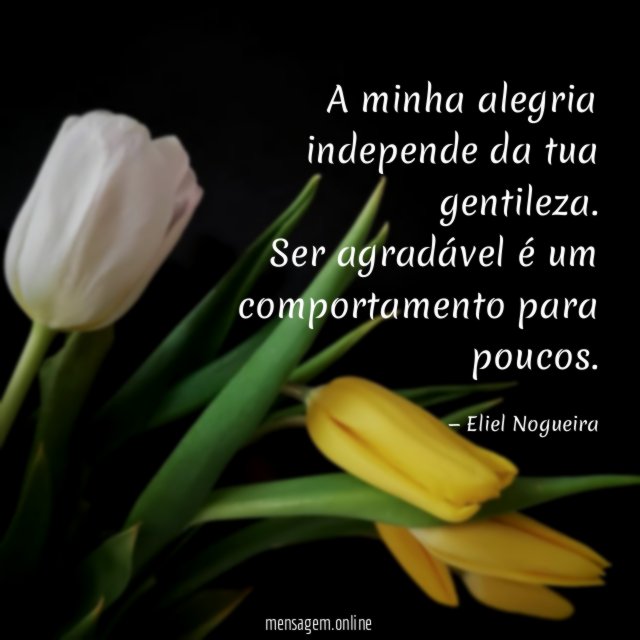 A minha alegria independe da tua gentileza