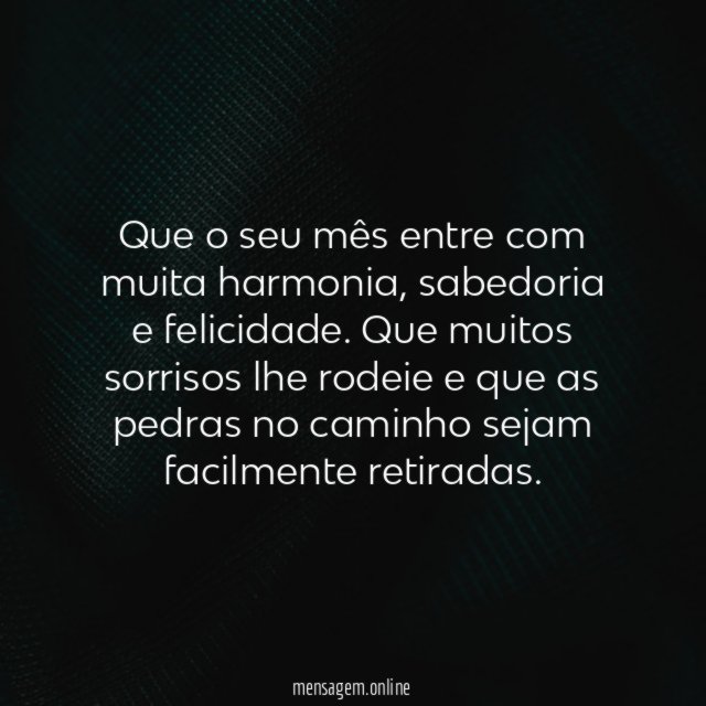 Um mês com muita harmonia