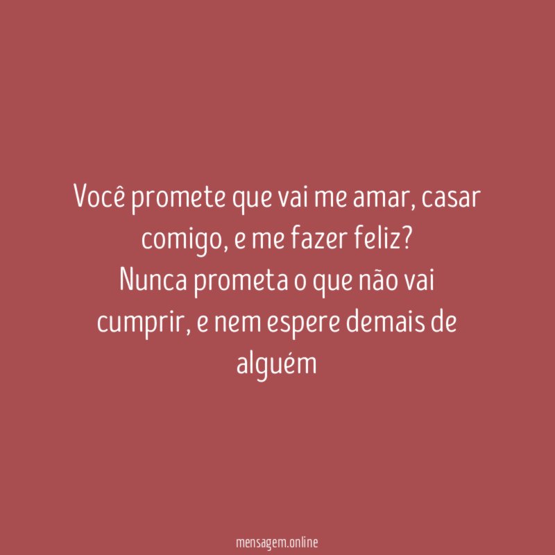 Você promete que vai me amar