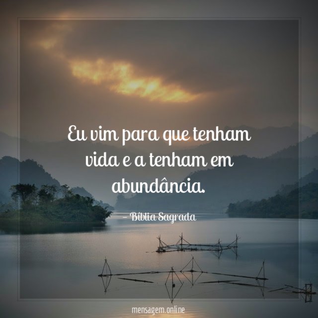 Eu vim para que tenham vida e a tenham em abundância
