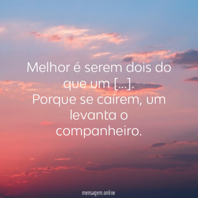 Melhor é serem dois do que um [