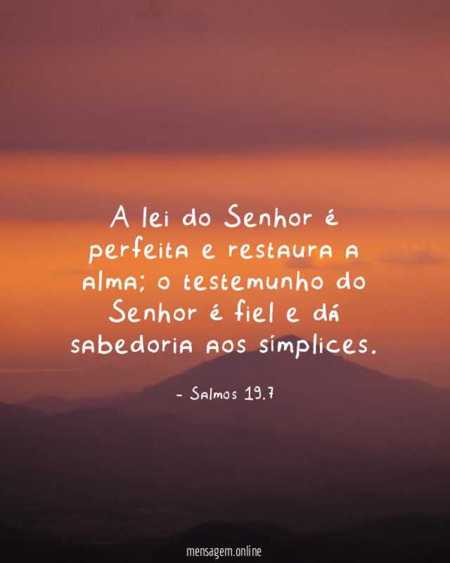 A lei do Senhor é perfeita e restaura a alma