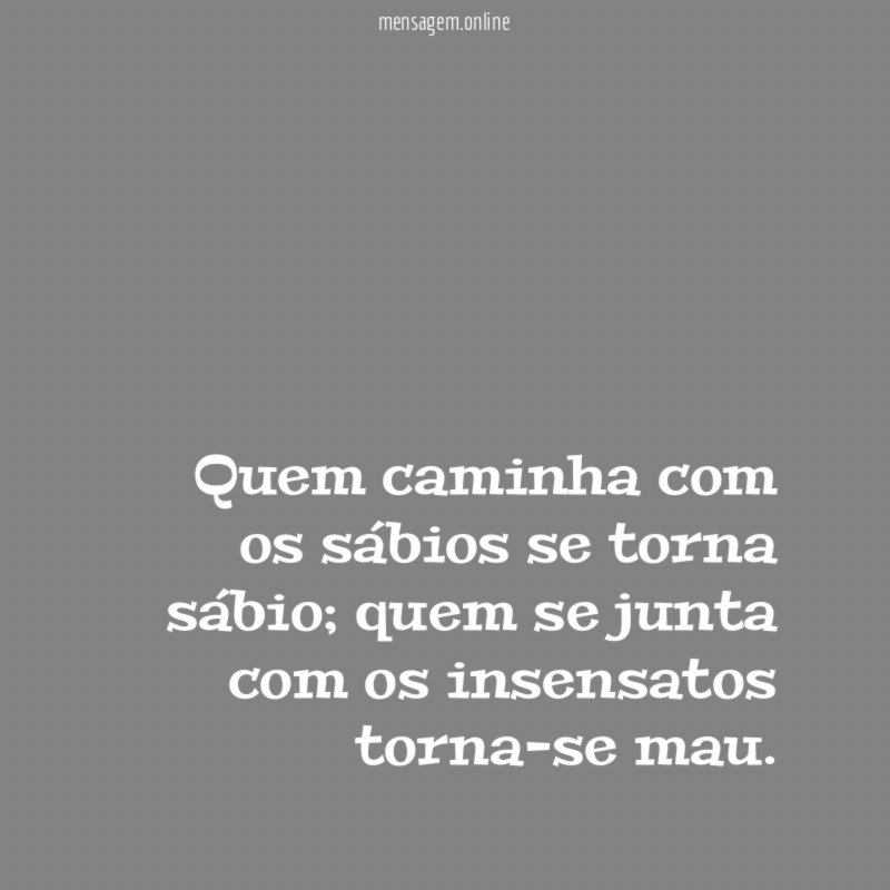 Quem caminha com os sábios se torna sábio