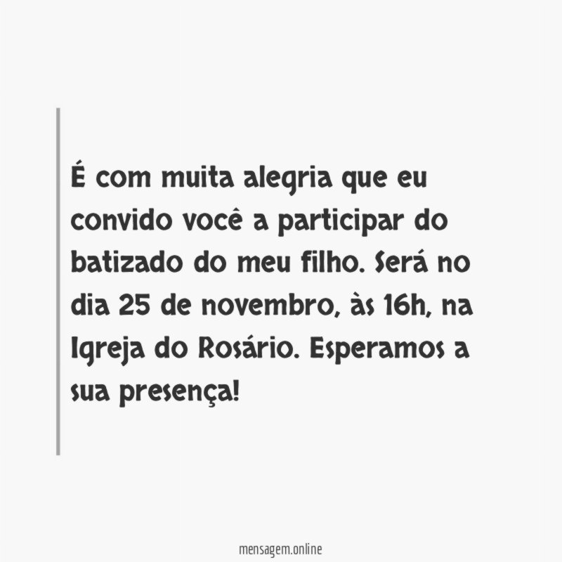 Venha ao batismo do meu filho