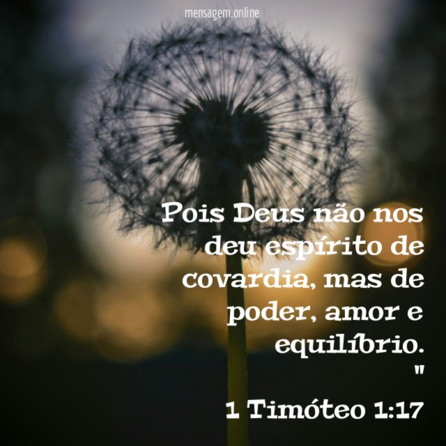 " Pois Deus não nos deu espírito de covardia, mas de poder, amor e equilíbrio. "