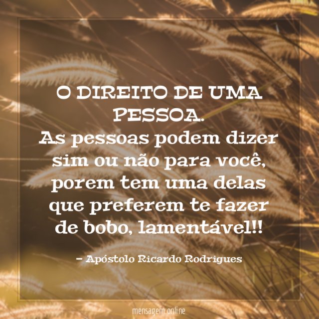 O DIREITO DE UMA PESSOA
