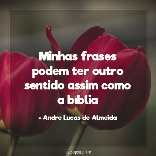 Minhas frases podem ter outro sentido assim como a bíblia
