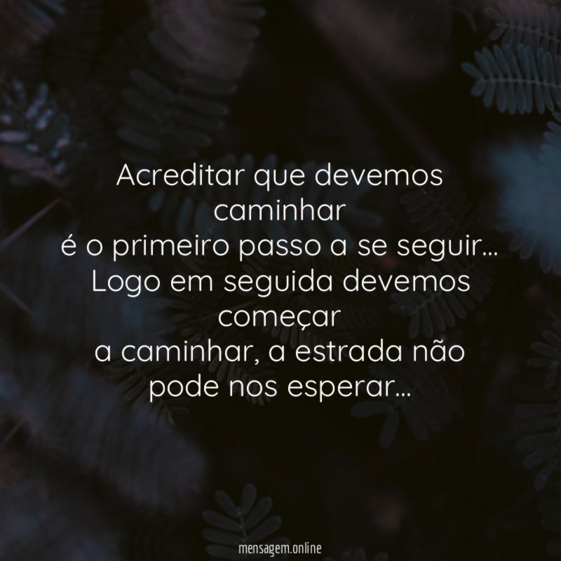 Acreditar que devemos caminhar é o primeiro passo a se seguir