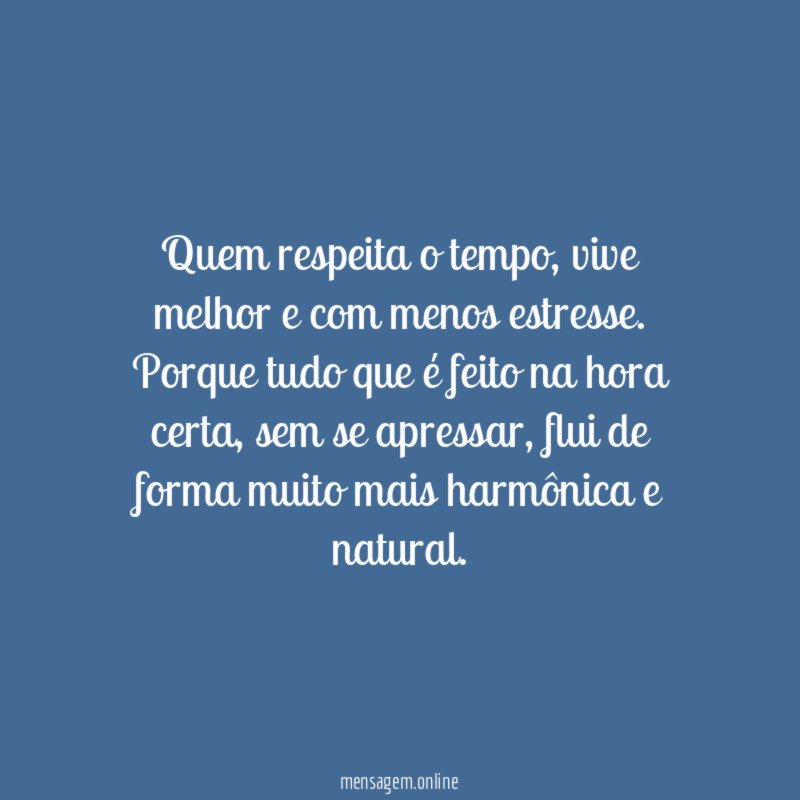 Respeito ao tempo