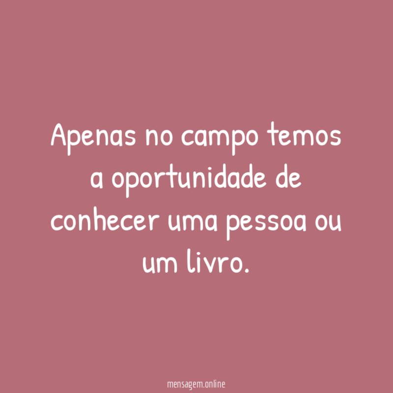 Apenas no campo temos a oportunidade de conhecer