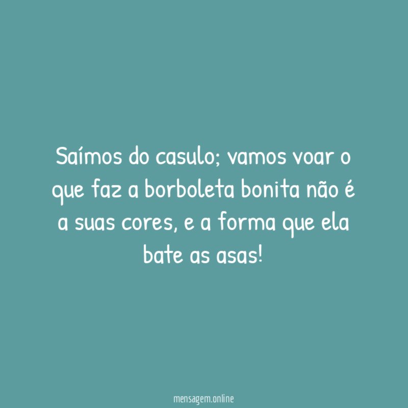 Saímos do casulo
