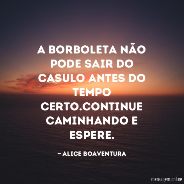 A borboleta não pode sair do casulo antes do tempo certo