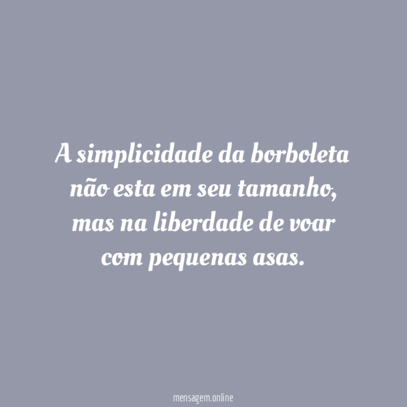 A simplicidade da borboleta não esta em seu tamanho