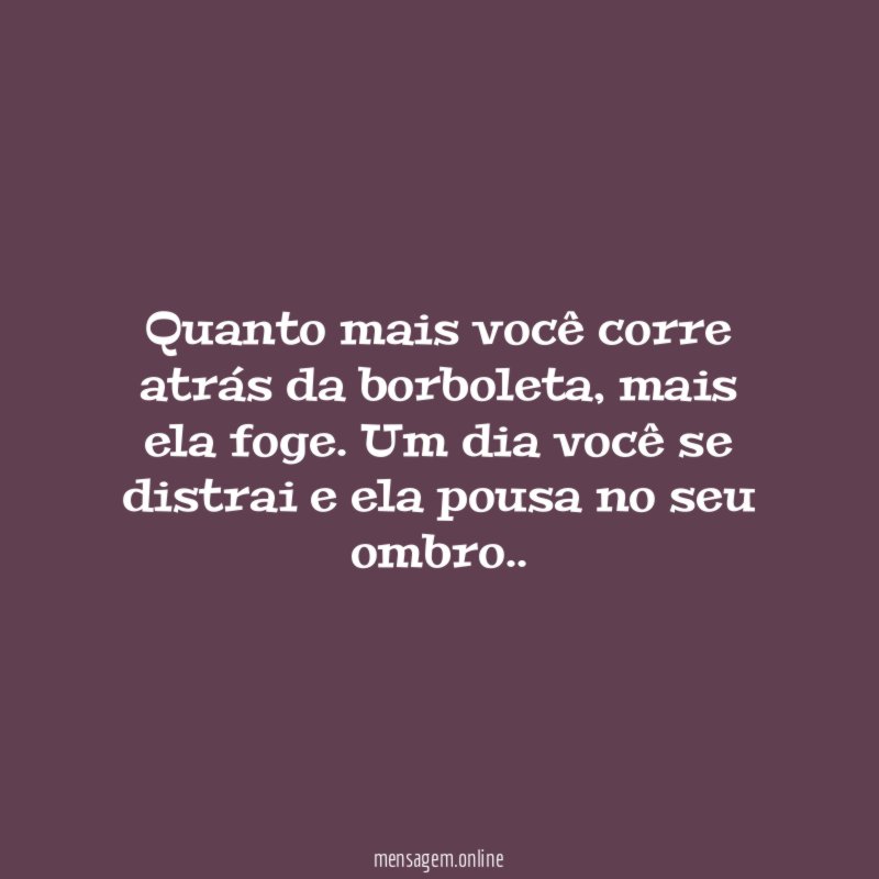 Quanto mais você corre atrás da borboleta