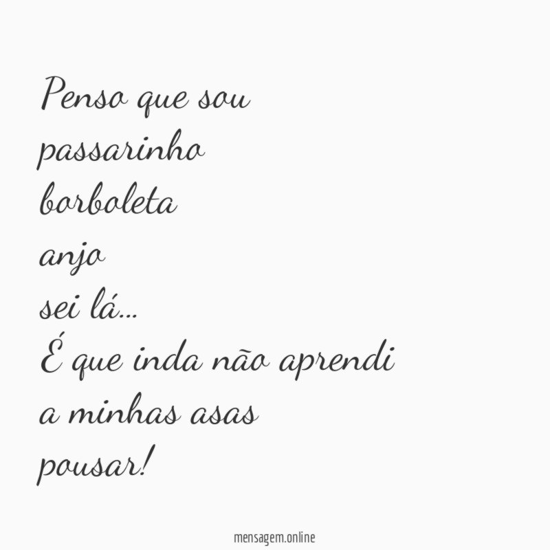Penso que sou passarinho borboleta anjo sei lá