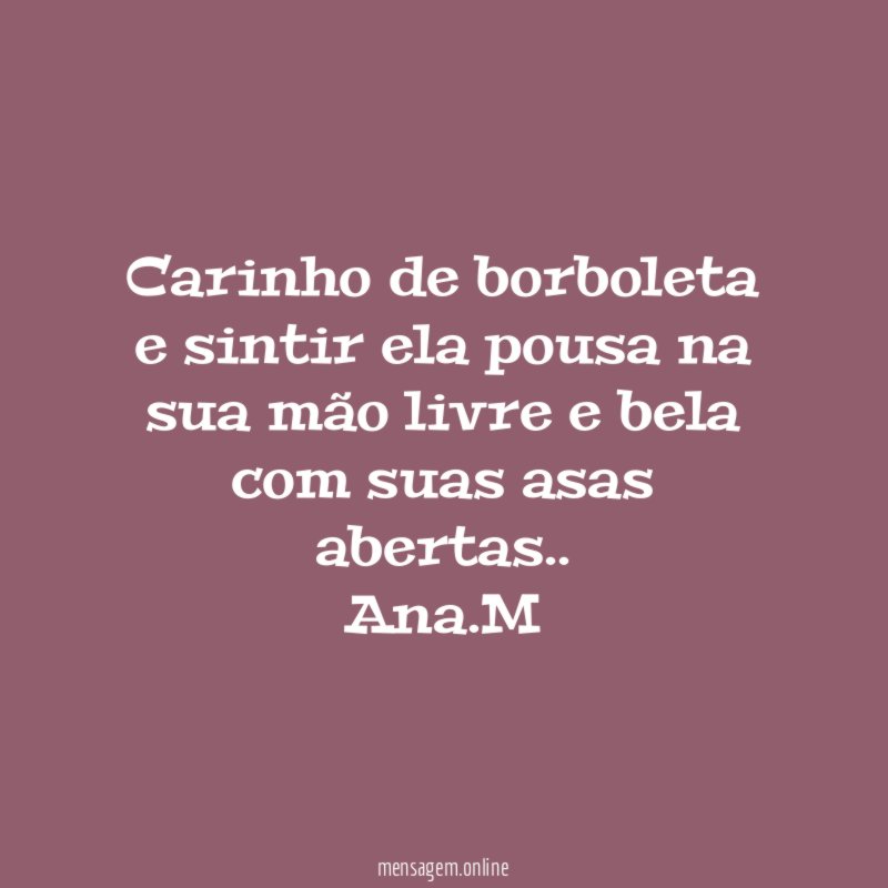 Carinho de borboleta e sintir ela pousa na sua mão
