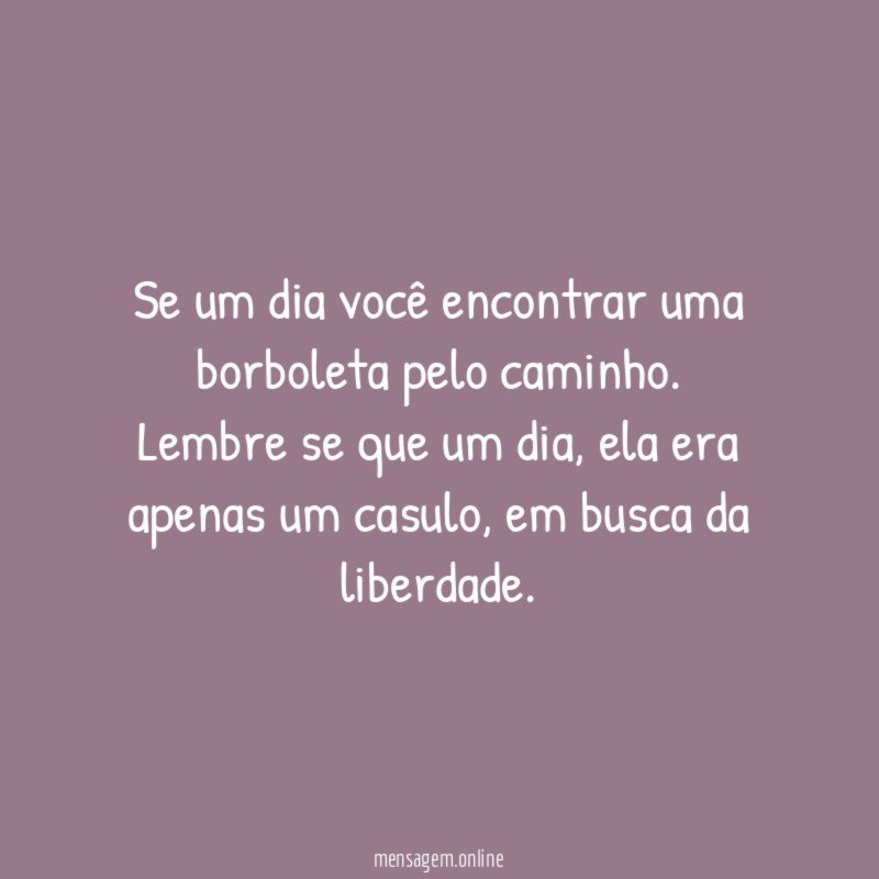 Se um dia você encontrar uma borboleta pelo caminho
