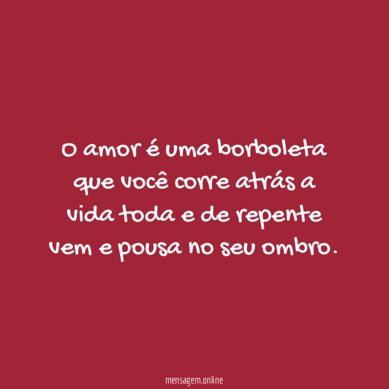 O amor é uma borboleta que você corre