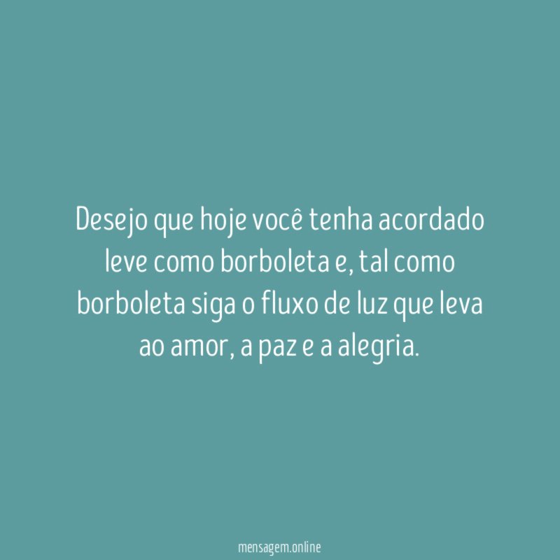Desejo que hoje você tenha acordado leve como borboleta