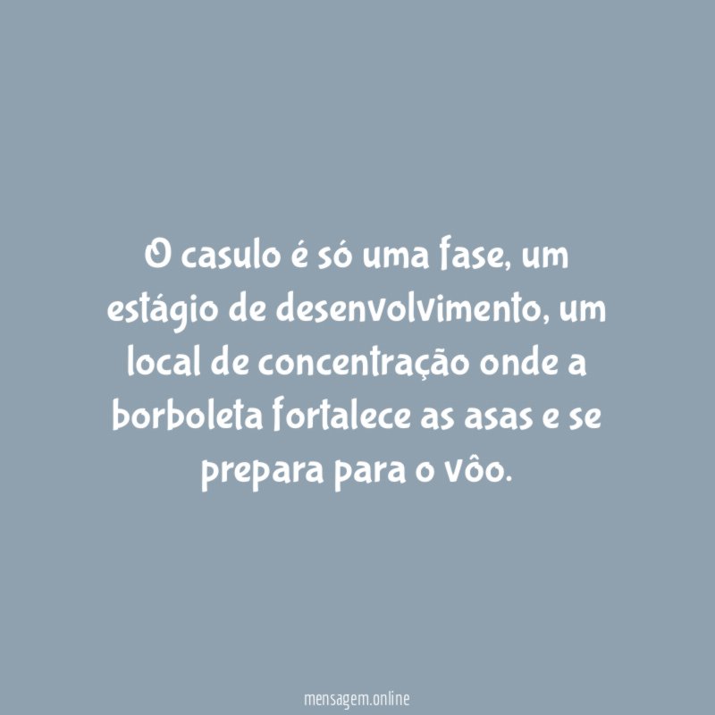O casulo é só uma fase