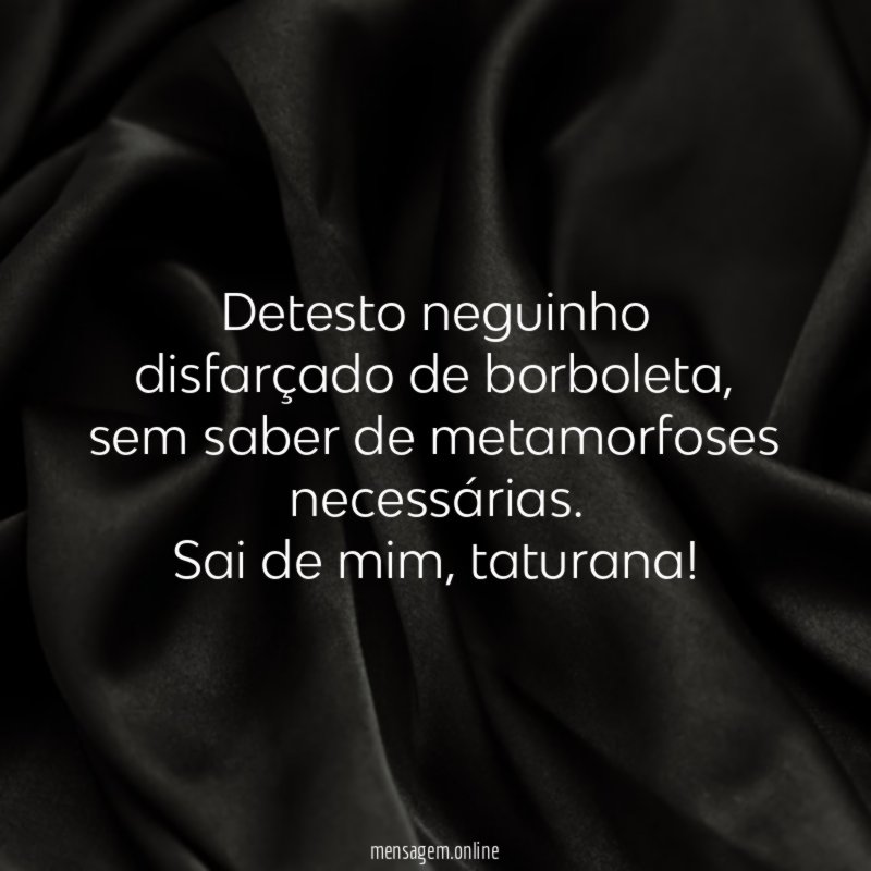 Detesto neguinho disfarçado de borboleta, sem saber de metamorfoses necessárias.
