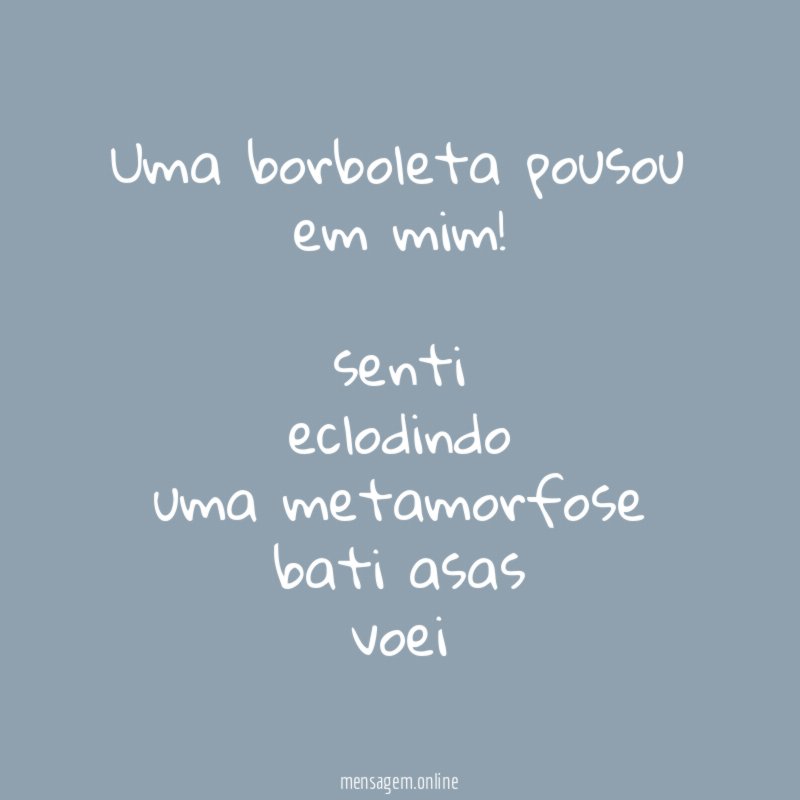uma borboleta pousou em mim