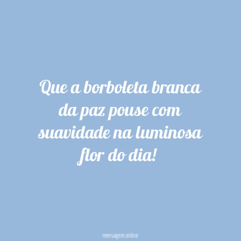Que a borboleta branca da paz pouse com