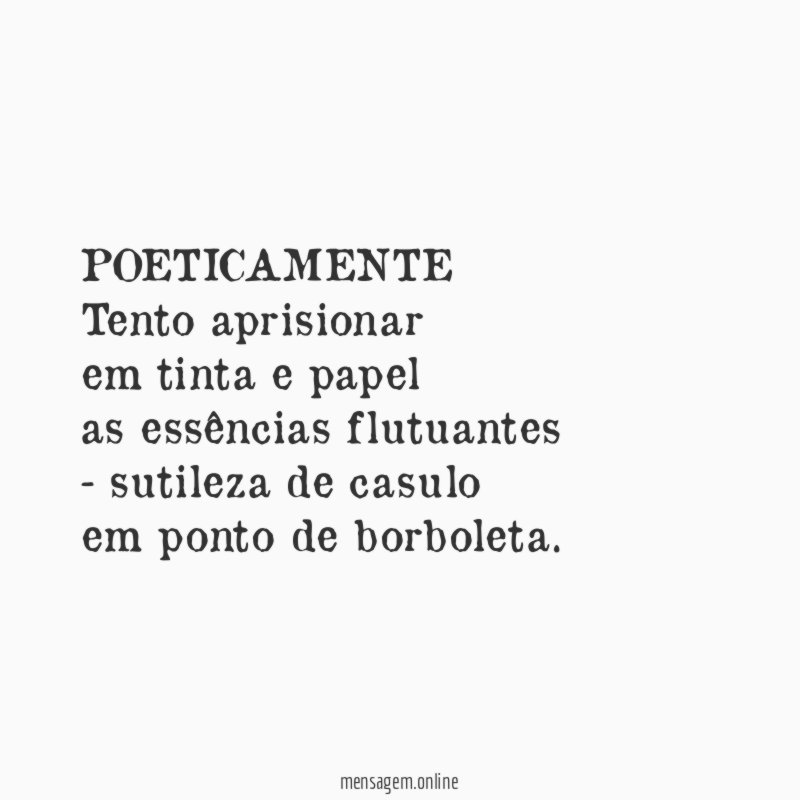 POETICAMENTE Tento aprisionar em tinta e papel as essências flutuantes - sutileza
