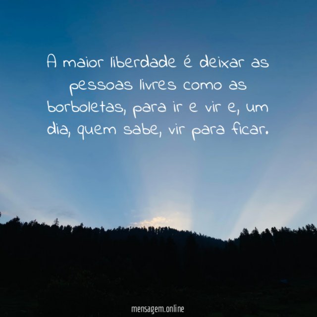A maior liberdade é deixar as pessoas livres como as borboletas
