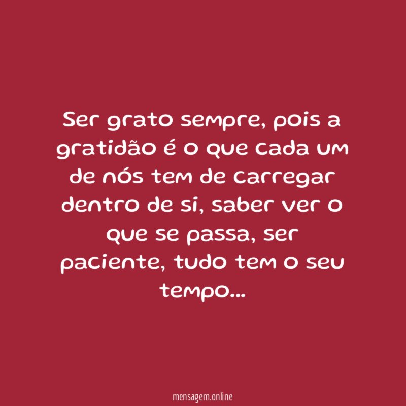 Ser grato sempre