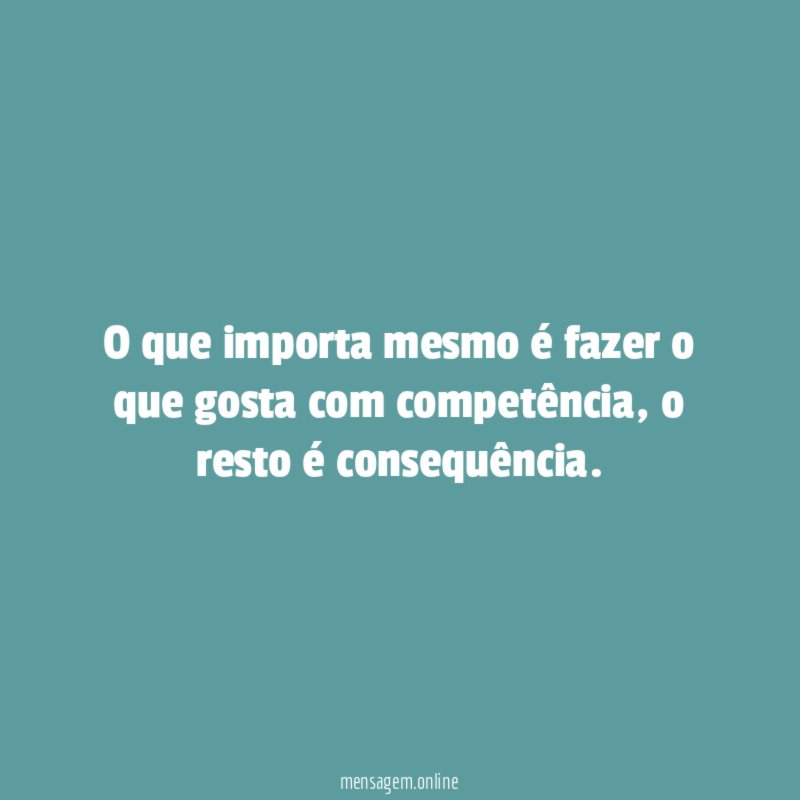 O que importa mesmo é fazer o que gosta com competência