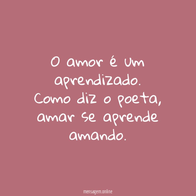 O amor é um aprendizado