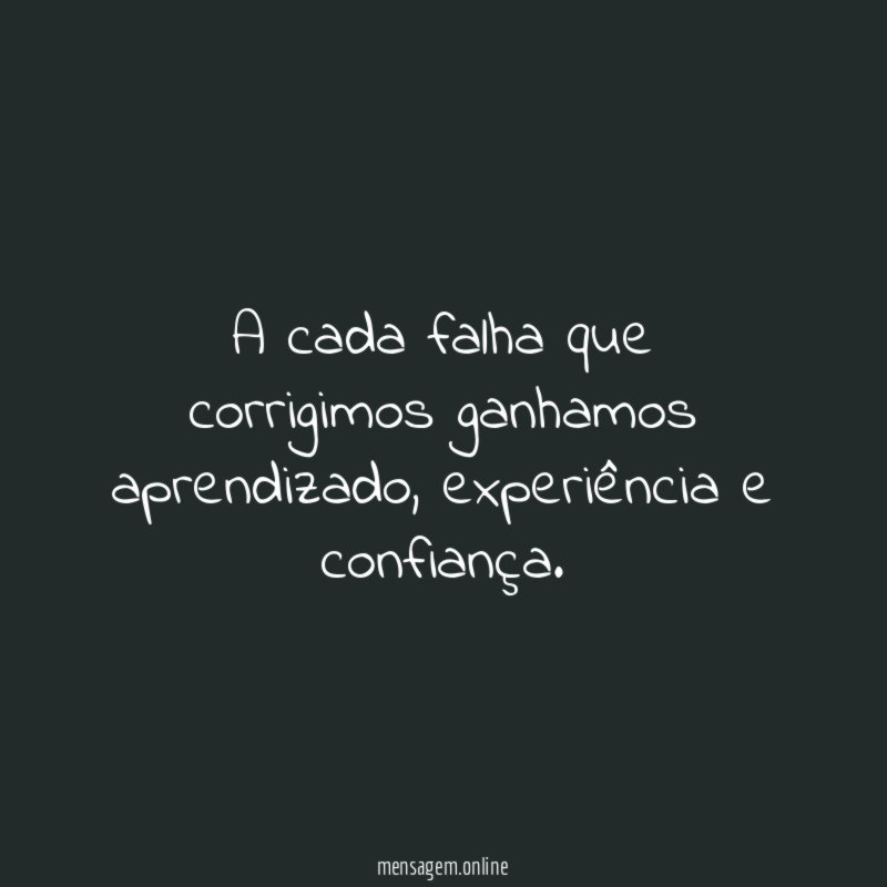 A cada falha que corrigimos ganhamos aprendizado