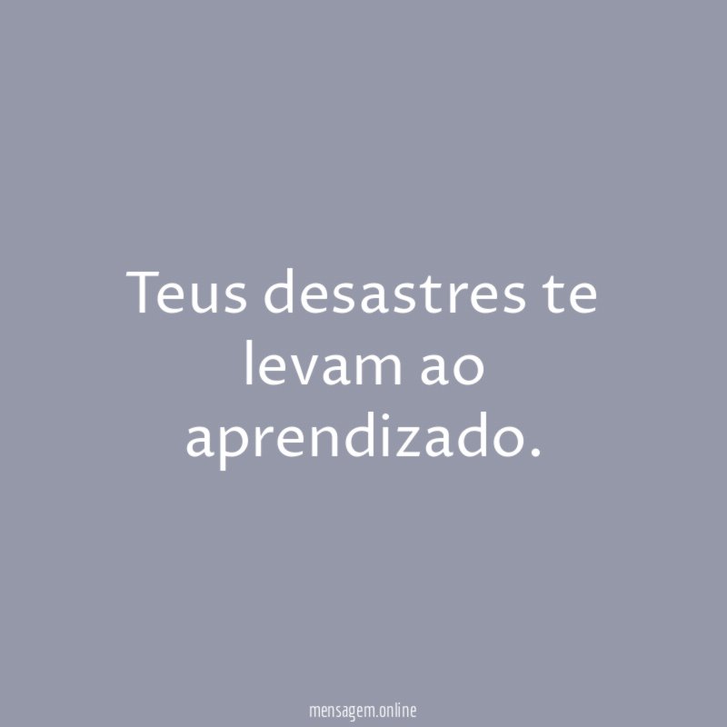 Teus desastres te levam ao aprendizado