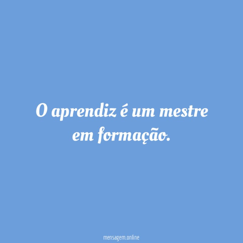 O aprendiz é um mestre em formação
