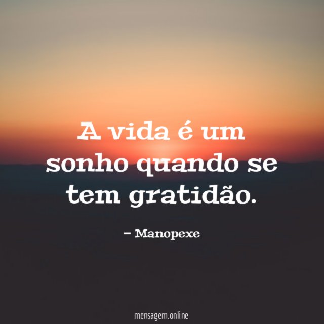 A vida é um sonho quando se tem gratidão