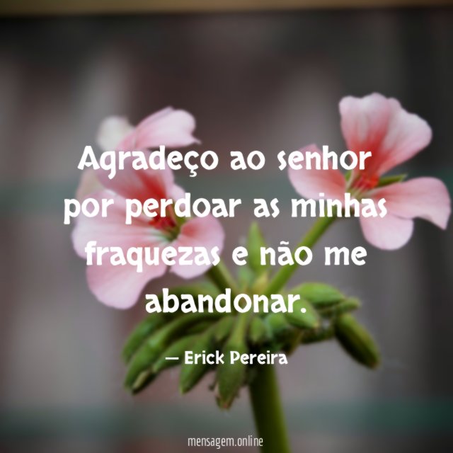 Agradeço ao senhor por perdoar as minhas fraquezas