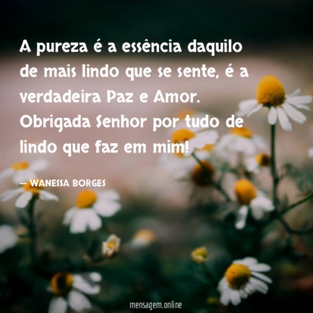 A pureza é a essência daquilo de mais lindo que se sente