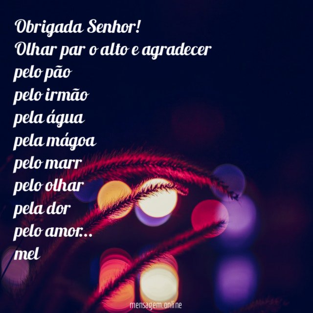 Obrigada Senhor!